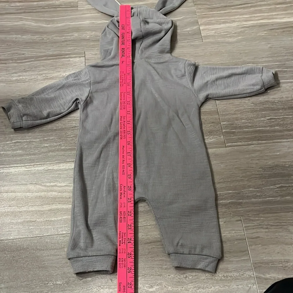 Baby Bunny Ear Zip Coverall Romper